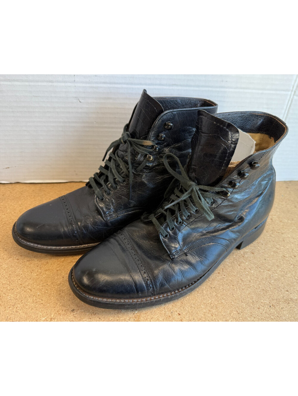 Vintage Womens Sz 6 D Churchill England Custom Black Leather Boots 355201